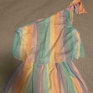 One shoulder Rainbow romper